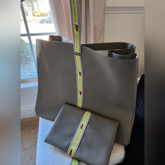Louis Vuitton Handbags - Louis Vuitton Cup Gray Tote with Yellow Strap (2 Piece) - Authencity Cert Incl.